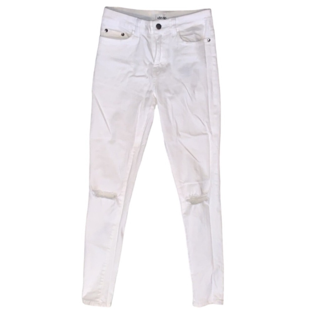 Abound White Skinny Distressed Knee Denim Stretch Jeans Sz 3